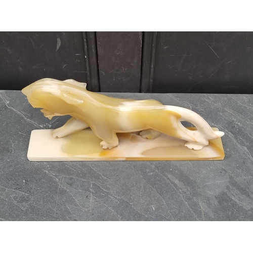 1443 - A vintage onyx tiger, 39cm long.