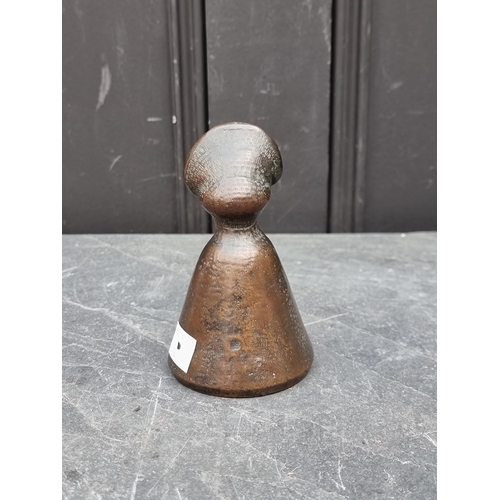 1448 - A late 19th century bronze figural novelty bell, 11.5cm high.