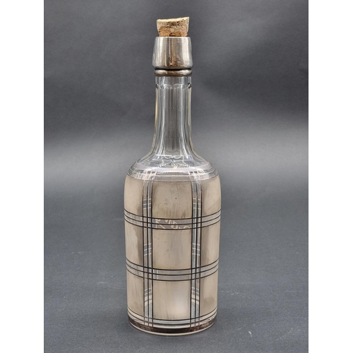 1510 - A clear glass and Sterling mounted 'Brandy' bottle, 27.5cm high.