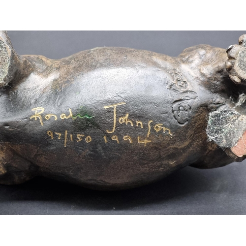 1540 - Rosalie Johnson, a bronzed resin hippopotamus, signed, dated 1994 and numbered 97/150, 29cm lon... 