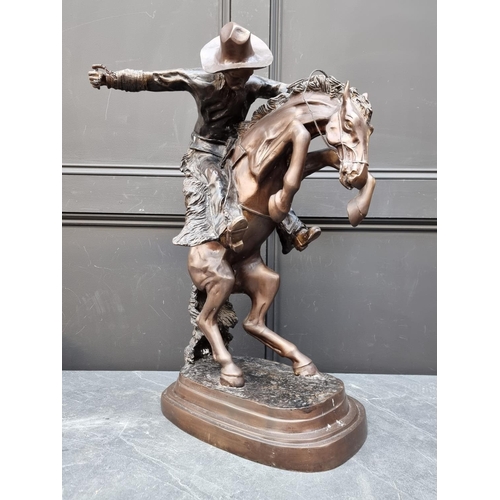 1640 - After Frederic Remington, 'Broncho Buster', bronze, 69cm high.