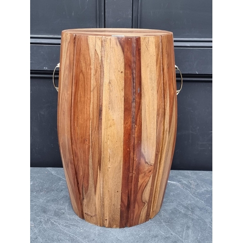 1026 - A hardwood barrel form stool, 56cm high.