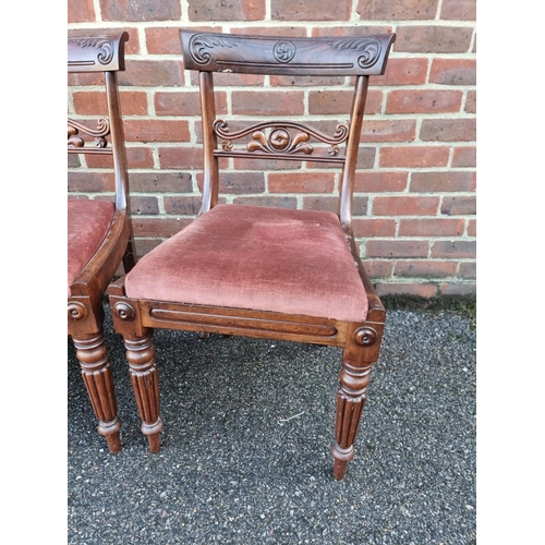 1064 - A set of six George IV carved rosewood dining chairs, possibly Gillows.