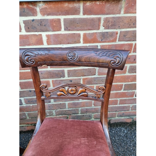 1064 - A set of six George IV carved rosewood dining chairs, possibly Gillows.