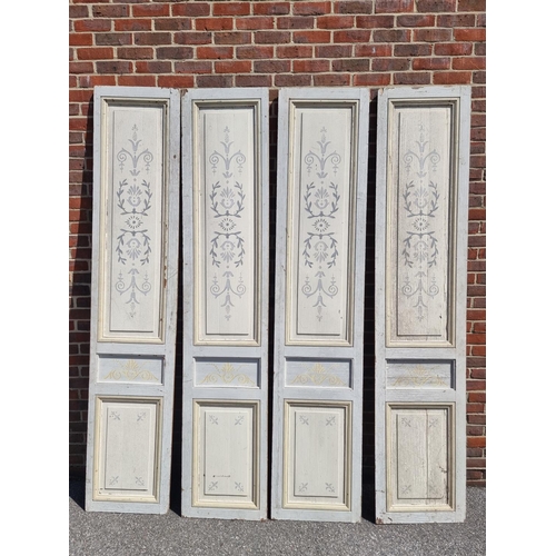 1106 - A large set of four antique painted pine panels, 248.5 x 50cm.