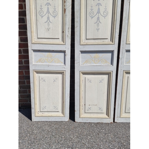 1106 - A large set of four antique painted pine panels, 248.5 x 50cm.