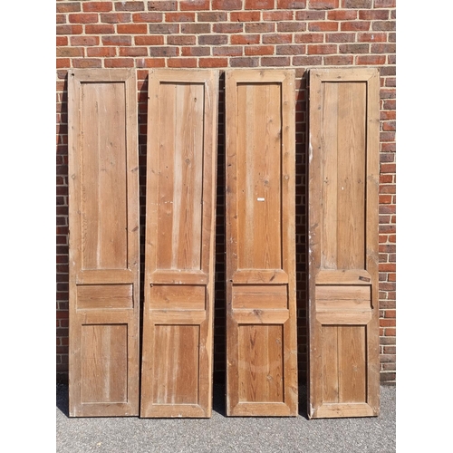 1106 - A large set of four antique painted pine panels, 248.5 x 50cm.