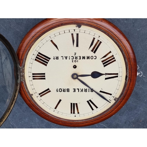 1133 - A 19th century mahogany fusee wall clock, the 11 1/2in painted dial inscribed 'Birkle Bros, 103 Comm... 