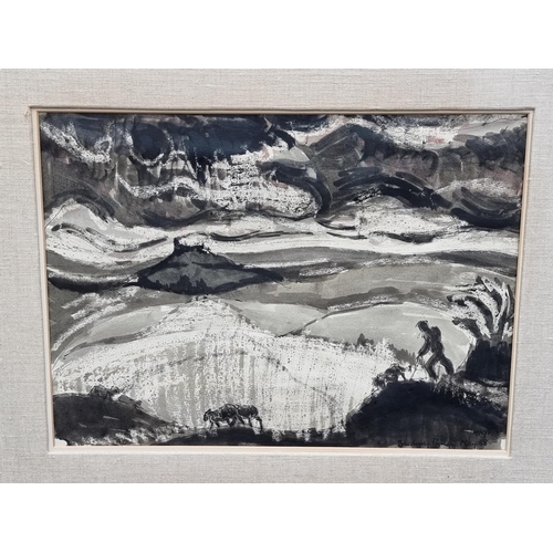 1212 - Gordon Kit Thorne, 'Badbury Rings', Dorset, signed, titled and dated '68, monochrome watercolour, 26... 