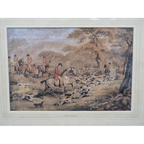 1260 - Samuel Howitt, a pair of fox hunting scenes, each signed, watercolour and gouache, 29 x 42.5cm.... 