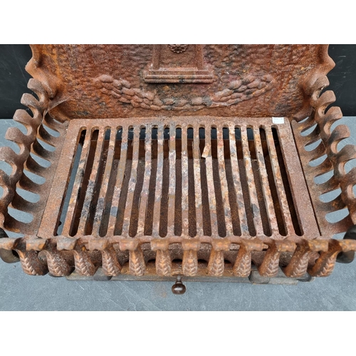 1385 - A cast iron fire basket, 54cm wide.