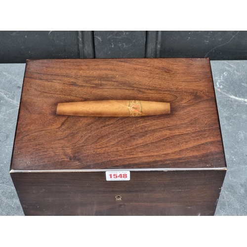 1548 - A mahogany cigar humidor, 28cm wide.