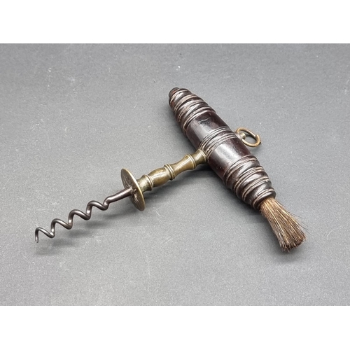 1585 - A Victorian Henshall type turned wood corkscrew, (lost tip of worm).