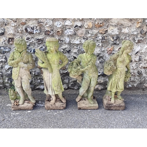 1648 - A set of four composition stone figures, emblematic of the seasons, 74cm high.