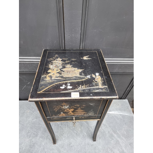 1048 - A 1920s chinoiserie work table, 35.5cm wide.