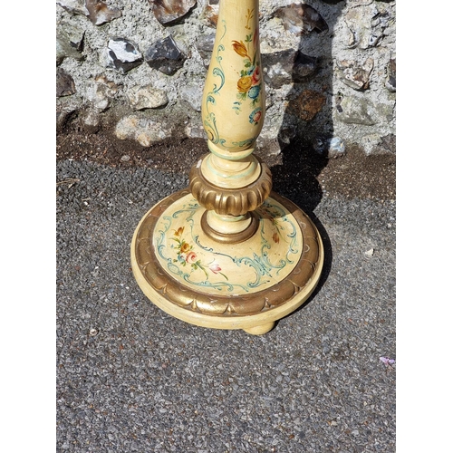 1124 - An old polychrome painted and parcel gilt standard lamp, total height 185cm.