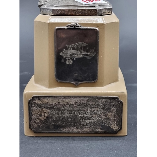 1500 - Aeronautica: a 1929 Pikes Peak Sportsman's Air Meet 'Pony Express Race' electroplated prize trophy, ... 