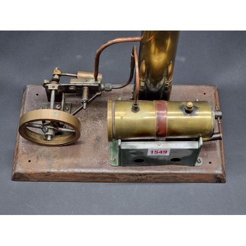 1549 - An unusual Trench Art stationary steam engine, 32.5cm wide.