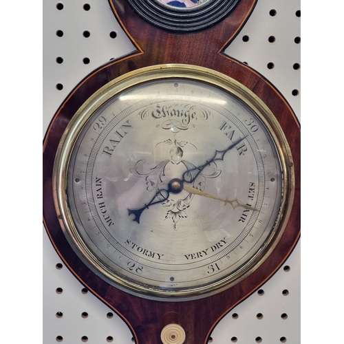 1624 - A 19th century mahogany five dial banjo barometer, inscribed 'C Cattelli, Hereford...'.... 