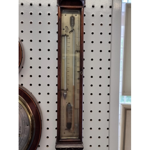 1625 - A good Victorian carved rosewood stick barometer, the ivory dial inscribed 'Ross, London'. DEFRA Ivo... 