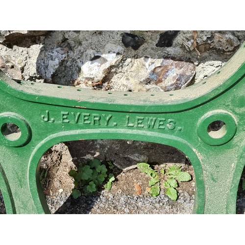 1652 - A near pair of 'J Every, Lewes' cast iron bench ends.