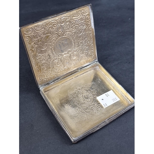 100 - A Continental white metal cigarette case, stamped '800', 8.5cm wide.