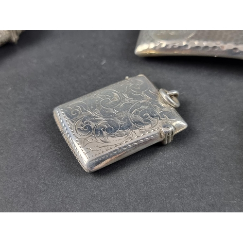 106 - A late Victorian silver card case, by Robert Pringle & Sons, Birmingham 1901, 8.5cm wide; togeth... 