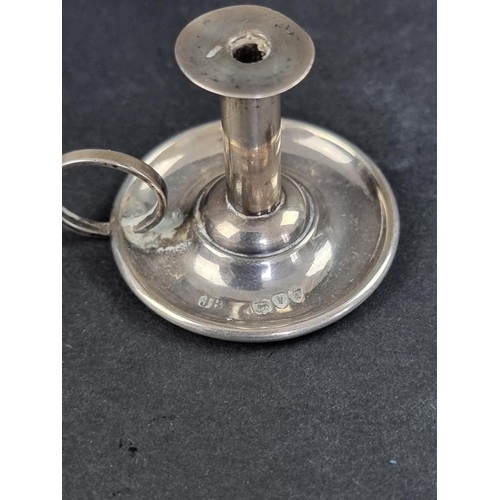 114 - A miniature Victorian silver novelty candlestick, by JB, London 1891, 4cm high, 15g.... 