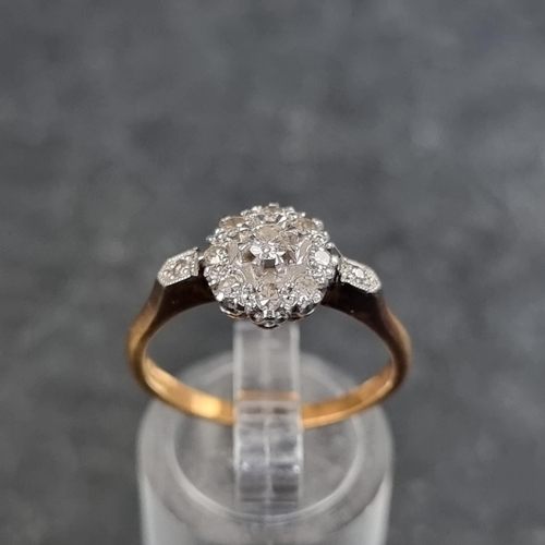 122 - An 18ct gold diamond cluster ring, set eleven diamonds, London 1965, size P 1/2, gross weight 3.5g.... 