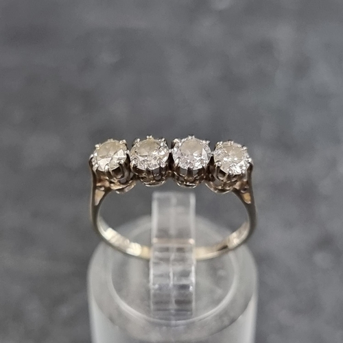 137 - An Edwardian white metal and diamond four stone ring, stamped '18ct/Plat', size L 1/2.... 