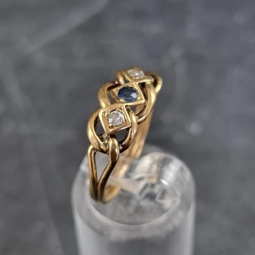 157 - An Edwardian 18ct gold diamond and sapphire three stone ring, Chester 1910, size P, gross weight 3.4... 