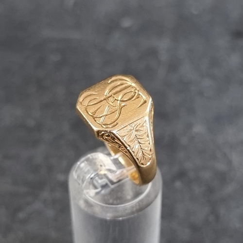 175 - An 18ct gold signet ring, initialled R G S, by W W Ltd, London 1967, size R 1/2, 11.3g.... 