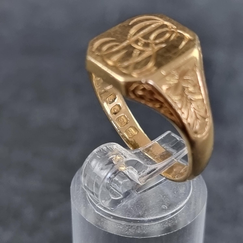 175 - An 18ct gold signet ring, initialled R G S, by W W Ltd, London 1967, size R 1/2, 11.3g.... 