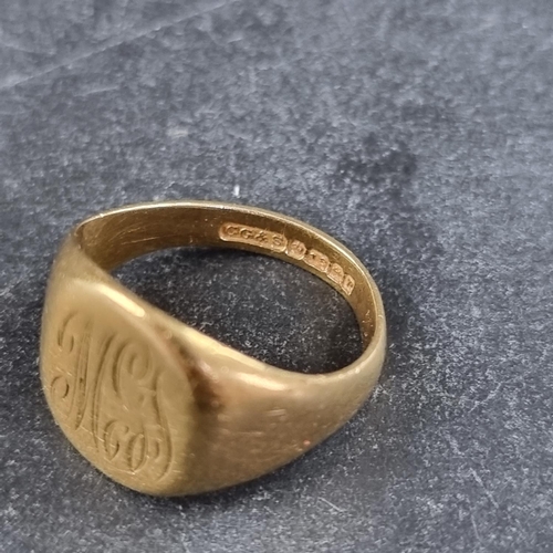 176 - An 18ct gold signet ring, by C G & S, Birmingham 1964, engraved initials to head, size I, 6.5g.... 