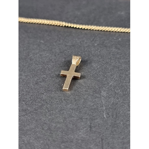 200A - A 9ct gold chain link necklace, with 9ct gold cross pendant, 3.9g; together with a yellow metal chai... 