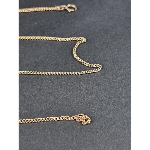 200A - A 9ct gold chain link necklace, with 9ct gold cross pendant, 3.9g; together with a yellow metal chai... 