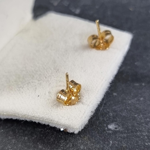 204 - A pair of 18ct gold sapphire and diamond floral cluster ear studs, each set six brilliant cut diamon... 