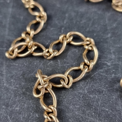 231 - A Victorian yellow metal chain, approximately 74cm long.