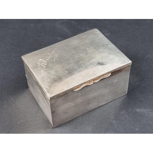 24 - An Edwardian silver mounted card box, by Grey & Co, London 1905, 11cm wide.