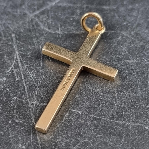 248 - A 9ct gold cross pendant, 26mm high, on a 9ct gold belcher chain, 80cm, 22g.