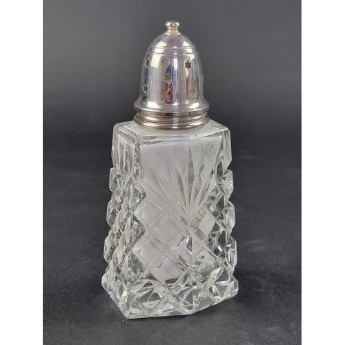 27 - A silver lidded sugar caster, C J Vander Ltd, 1971, 15cm high, silver weight 13.9g.