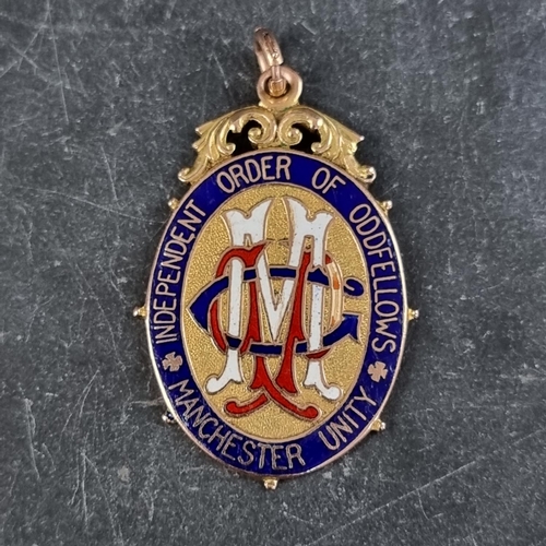 287 - A 9ct gold and enamel Independent Order of Oddfellows Manchester Unity Medal, by HS Ltd Birmingham 1... 