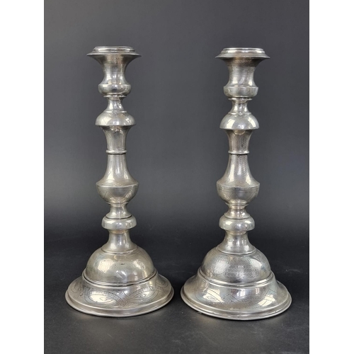 30 - A pair of Austro-Hungarian candlesticks, possibly Jewish Shabbatt candlesticks, comprising: a .800 e... 