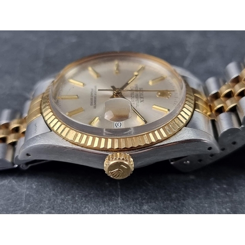 340 - A circa 1986 Rolex 'Oyster Perpetual Datejust' stainless steel and 18ct gold automatic wristwatch, 3... 