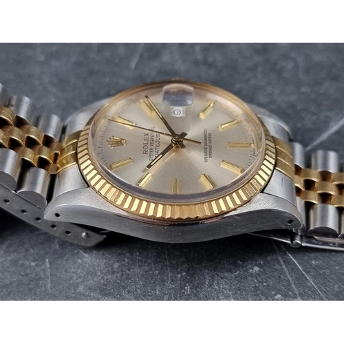 340 - A circa 1986 Rolex 'Oyster Perpetual Datejust' stainless steel and 18ct gold automatic wristwatch, 3... 