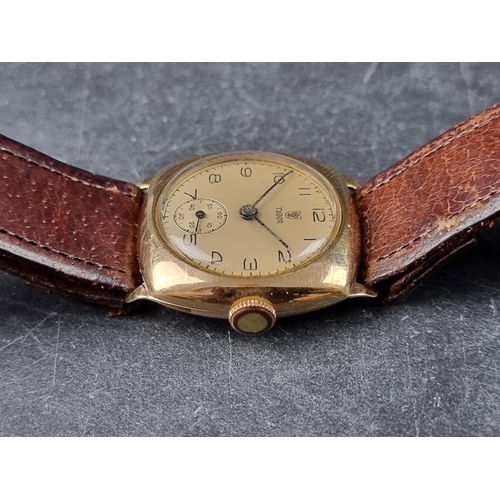 345 - A early 1950s Tudor 9ct gold manual wind wristwatch, 28mm, Cal. 59, on contemporary brown leather st... 