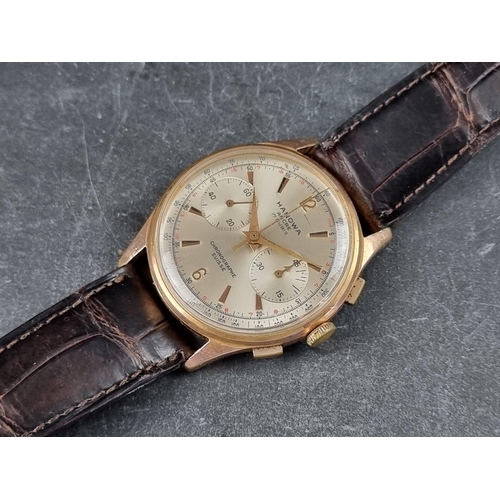 356 - A 1950s Hanowa 'Ancre' chronograph gold plated manual wind wristwatch, 37mm, Ref. 325 21, on later b... 