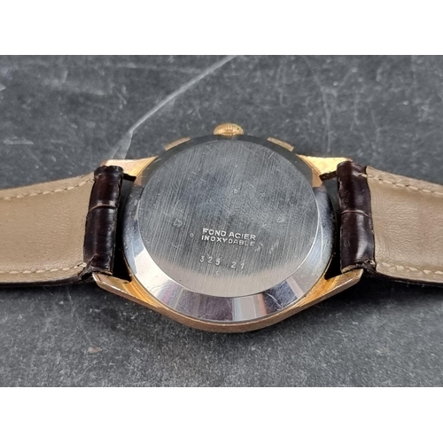 356 - A 1950s Hanowa 'Ancre' chronograph gold plated manual wind wristwatch, 37mm, Ref. 325 21, on later b... 