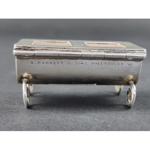 36 - A Victorian silver stamp box, maker's mark rubbed, Birmingham 1898, 6cm wide, 45g.