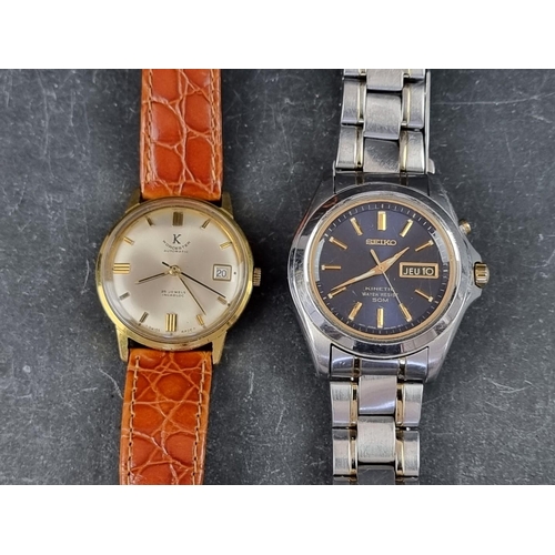 369 - A vintage MuDu 'Doublematic' gold plated automatic wristwatch, 34mm; together with similar examples ... 